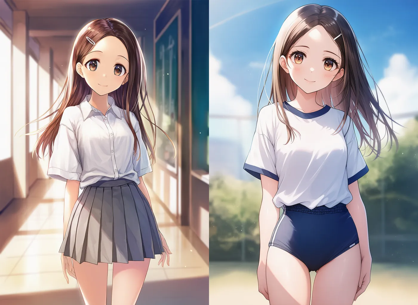 シャツの裾をぶかぶかに見せる服のAIイラスト作例|プロンプト紹介