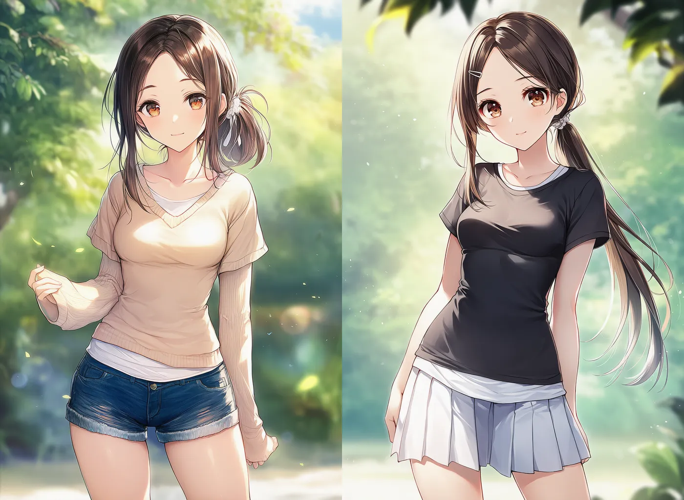 付け裾を重ね着で再現した服のAIイラスト作例|プロンプト紹介