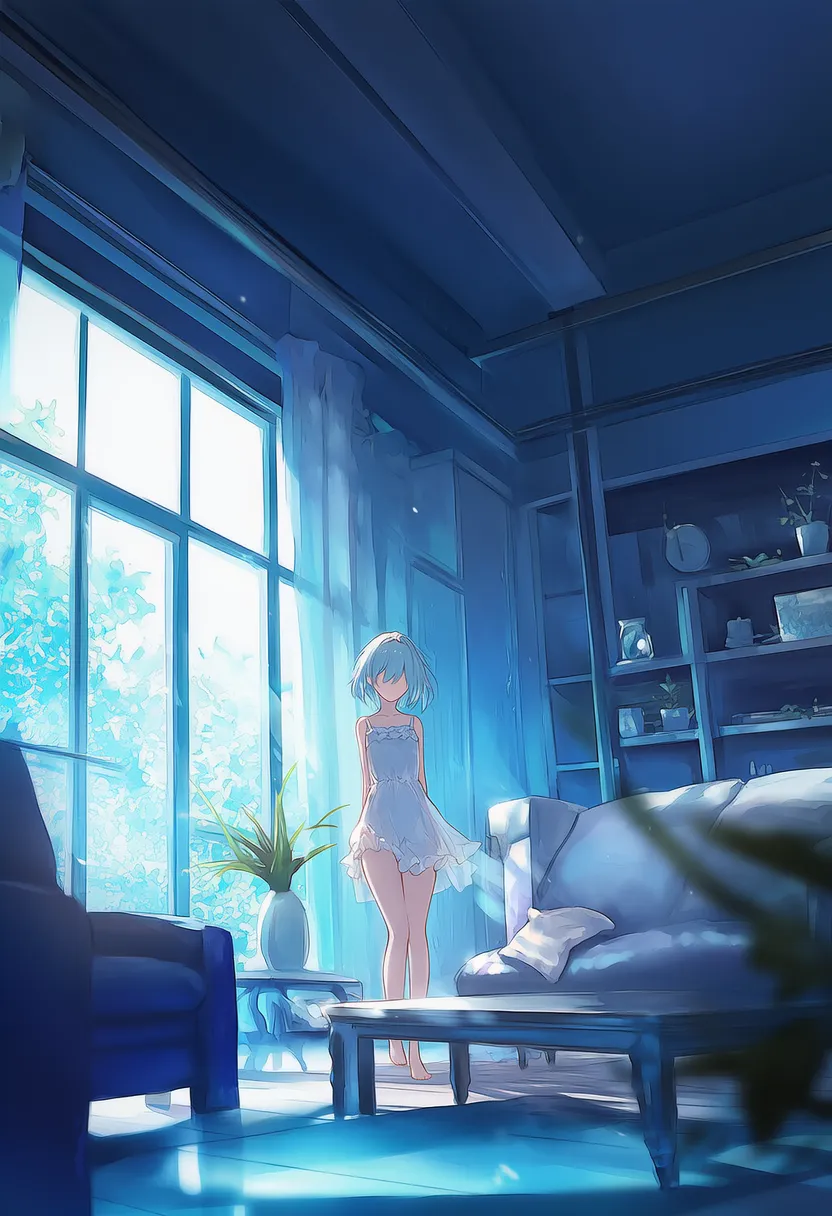 blue tone - 家具の雰囲気を変えるプロンプト紹介AIイラスト