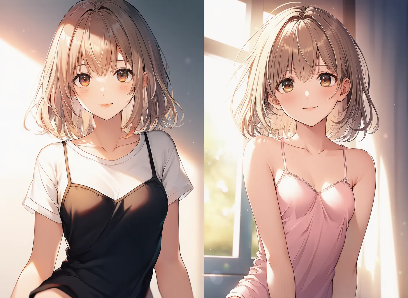 キャミソールを着た女性を再現したAIイラストの作例|プロンプト紹介