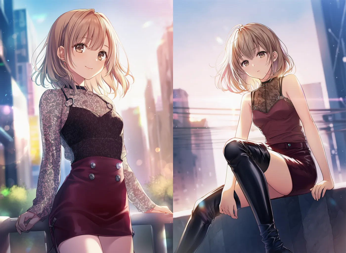 ボルドーキャミの大人向け夜コーデ|プロンプト紹介