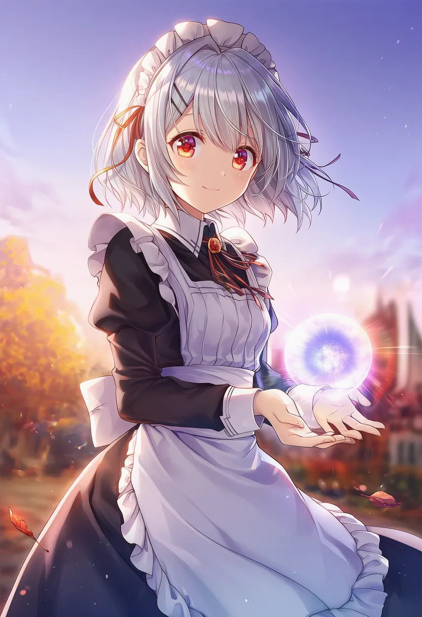 オーブ型の魔法を唱えるAI美少女｜プロンプト紹介