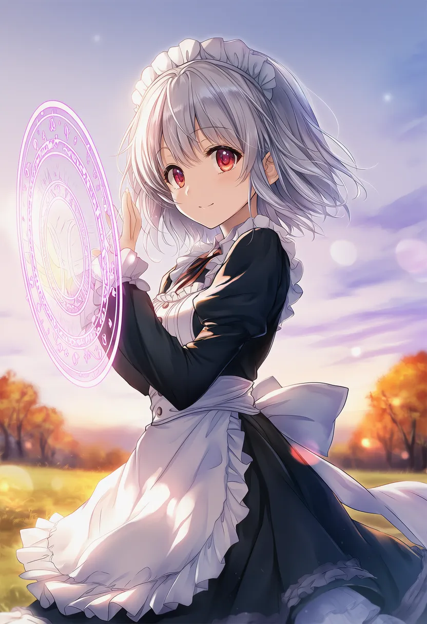 魔法陣を出現させるAI美少女｜プロンプト紹介