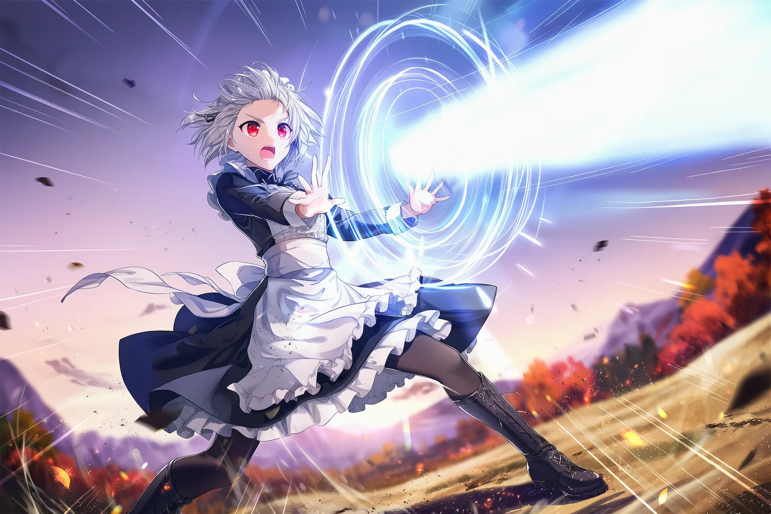 奥義魔法の詠唱をするAI美少女｜プロンプト紹介