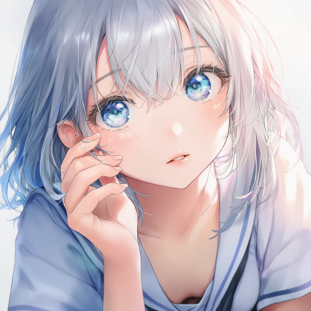 顔に手を添える仕草を再現したAIイラスト|プロンプト紹介