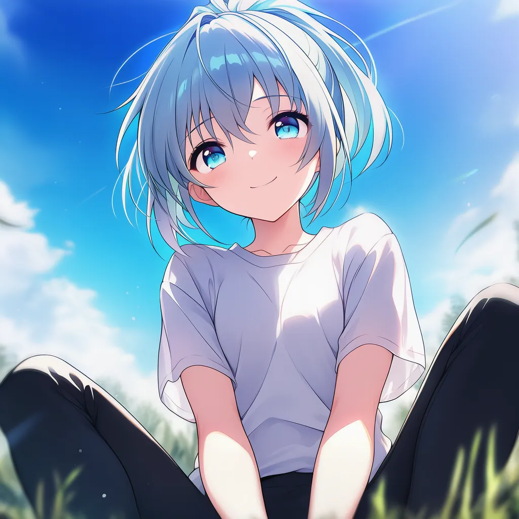 あぐらをかいて座るポーズのAIイラストの作例