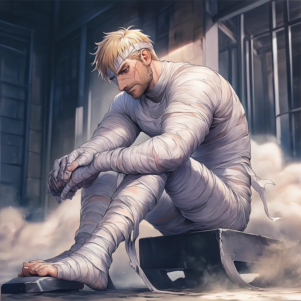 男性騎士がミイラ縛りをされたAIイラスト｜プロンプト解説