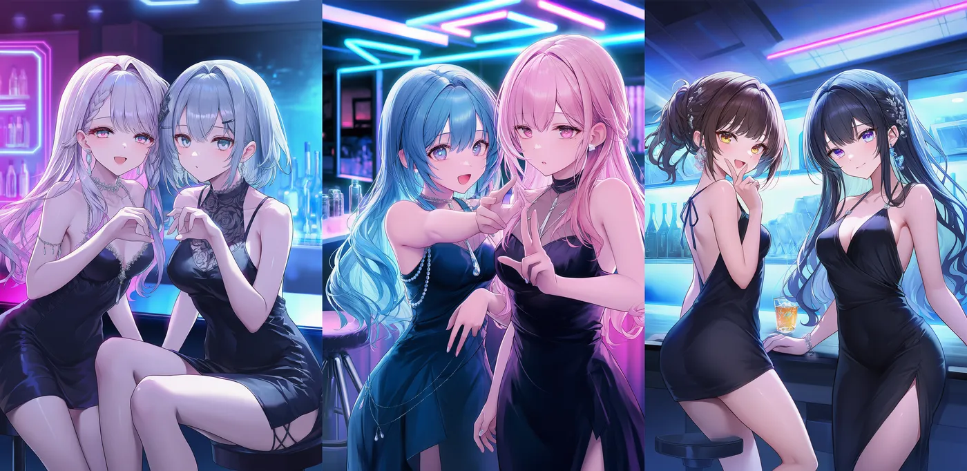 バーカウンター(ナイトクラブ)のAIイラスト作例|プロンプト