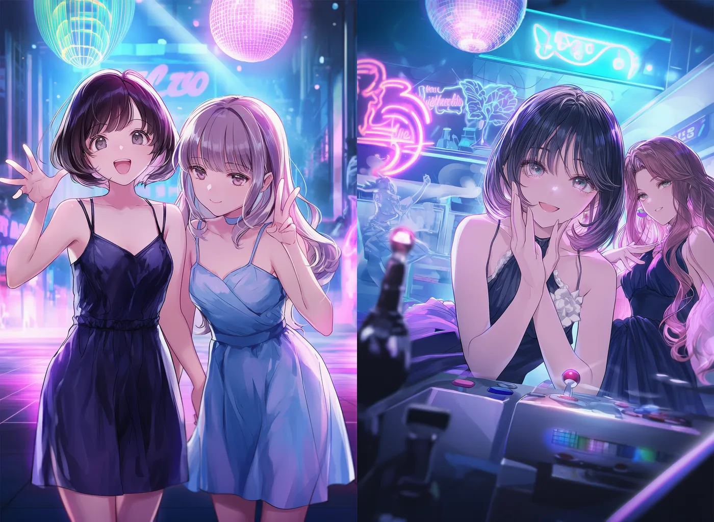 80年代風レトロナイトクラブのAIイラスト|プロンプト紹介