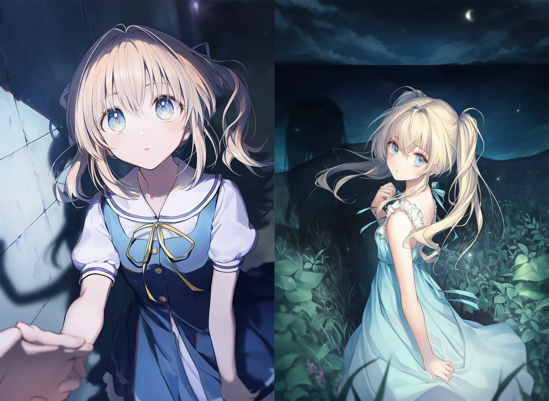 不吉な影が描写された美少女AIイラストの作例|プロンプト紹介