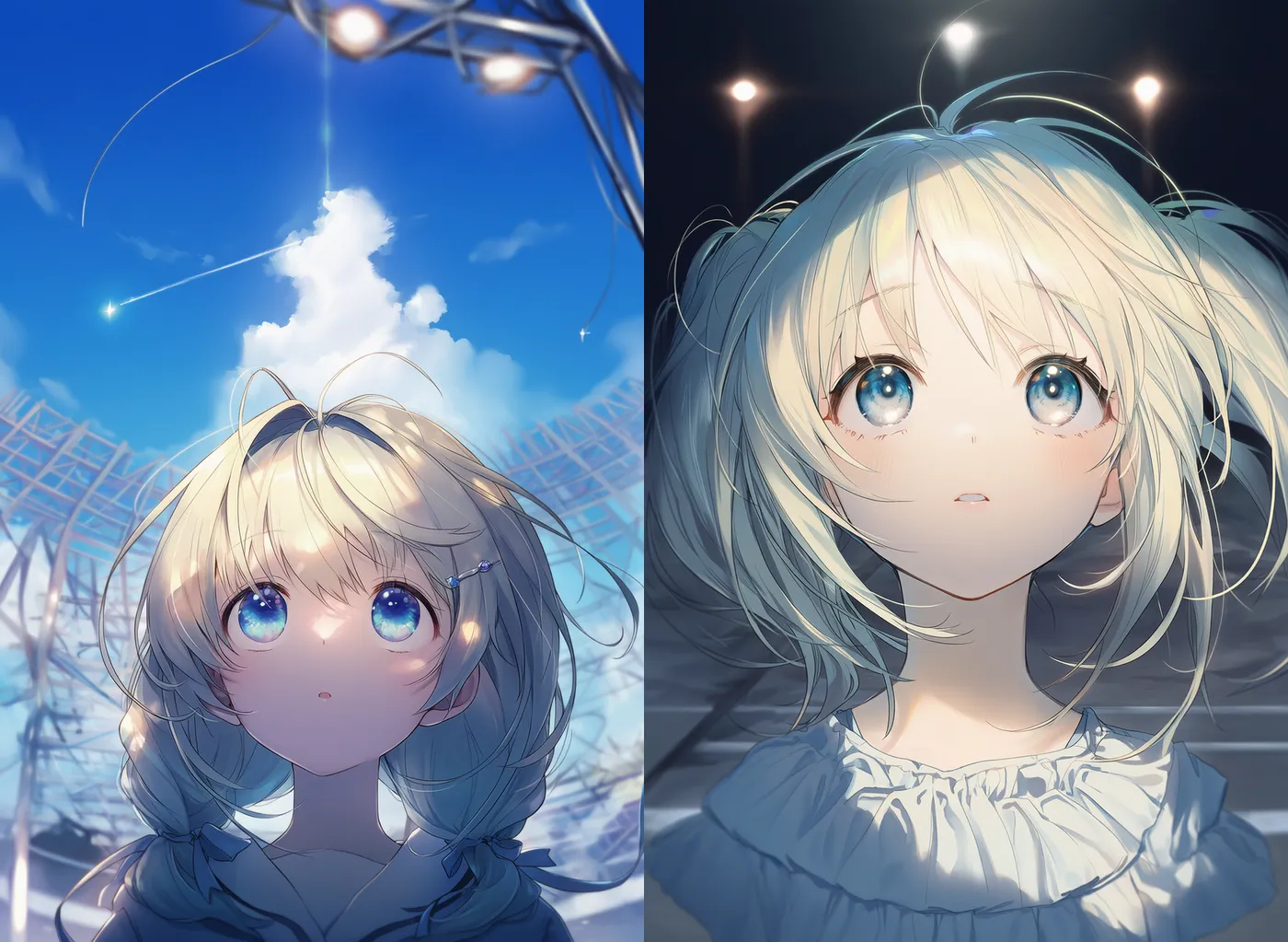 上から光が当たる美少女AIイラスト|プロンプト紹介