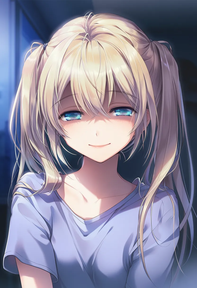顔半分に影が入った美少女イラストの作例
