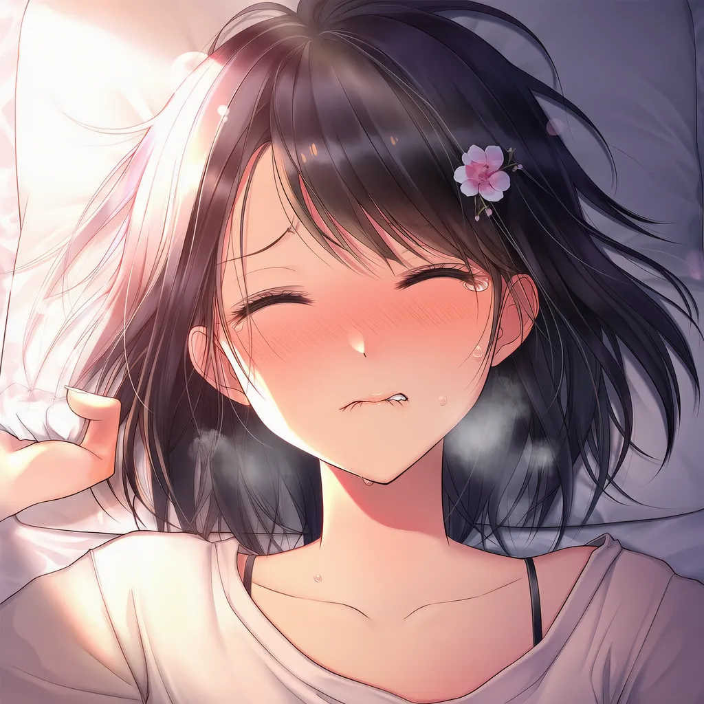 唇を噛む状態を再現したAIイラスト｜プロンプト紹介