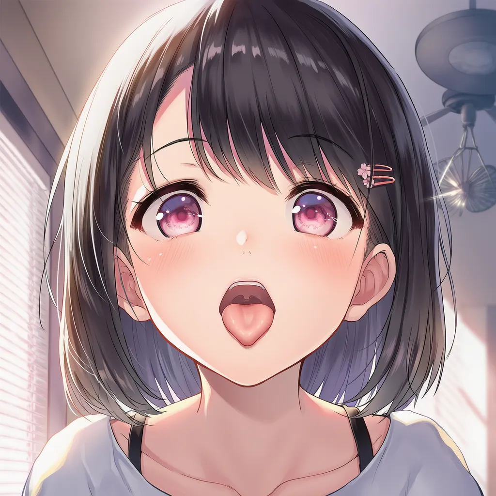 舌を出した顔のAIイラスト｜プロンプト紹介