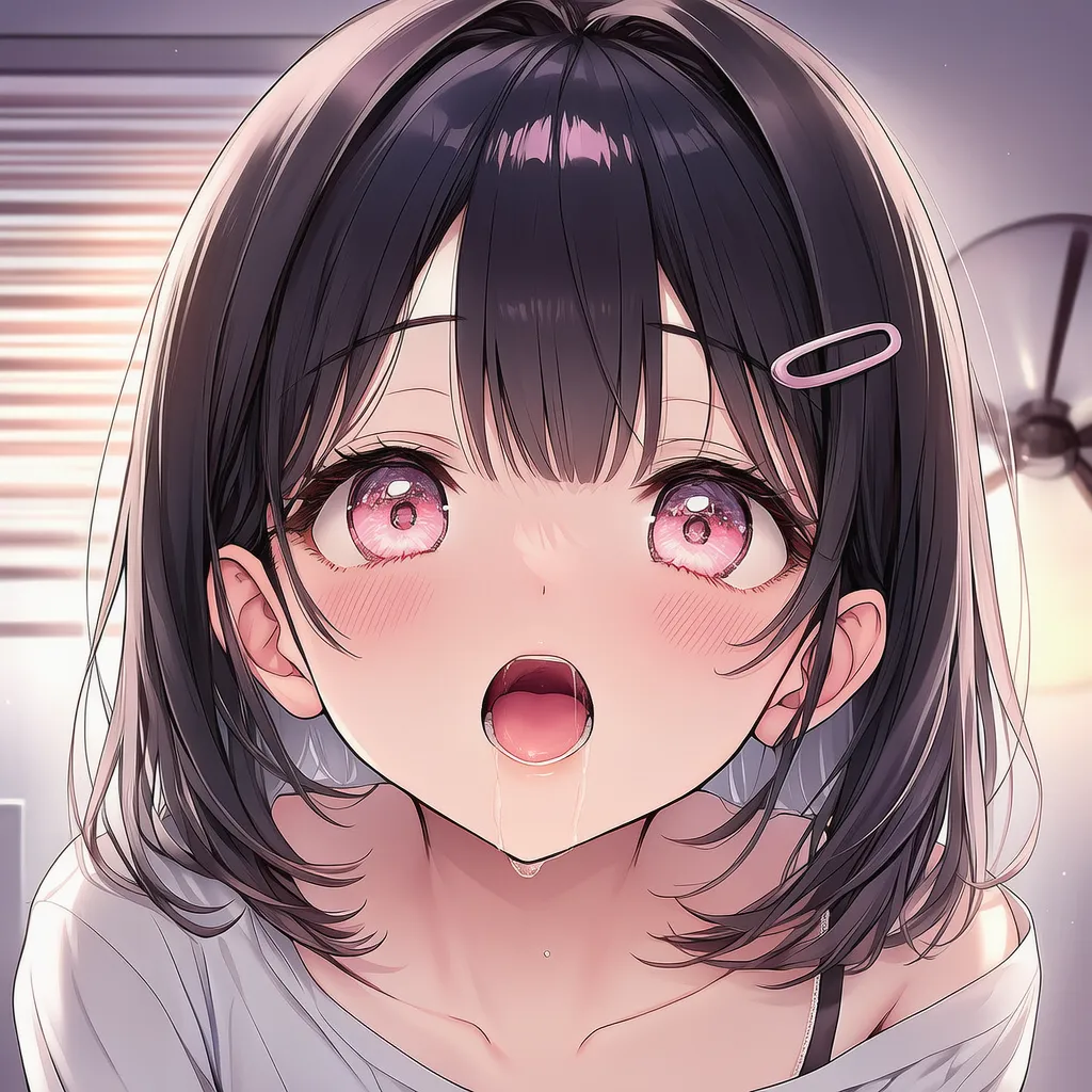 よだれを垂らす状態のAIイラスト｜プロンプト紹介