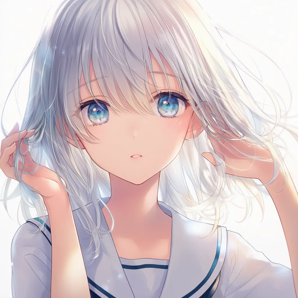 髪を触る仕草を再現したAIイラスト|プロンプト紹介