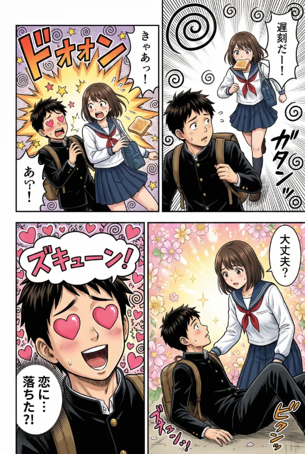 背景にギャグトーン｜AI漫画の演出効果のプロンプト紹介