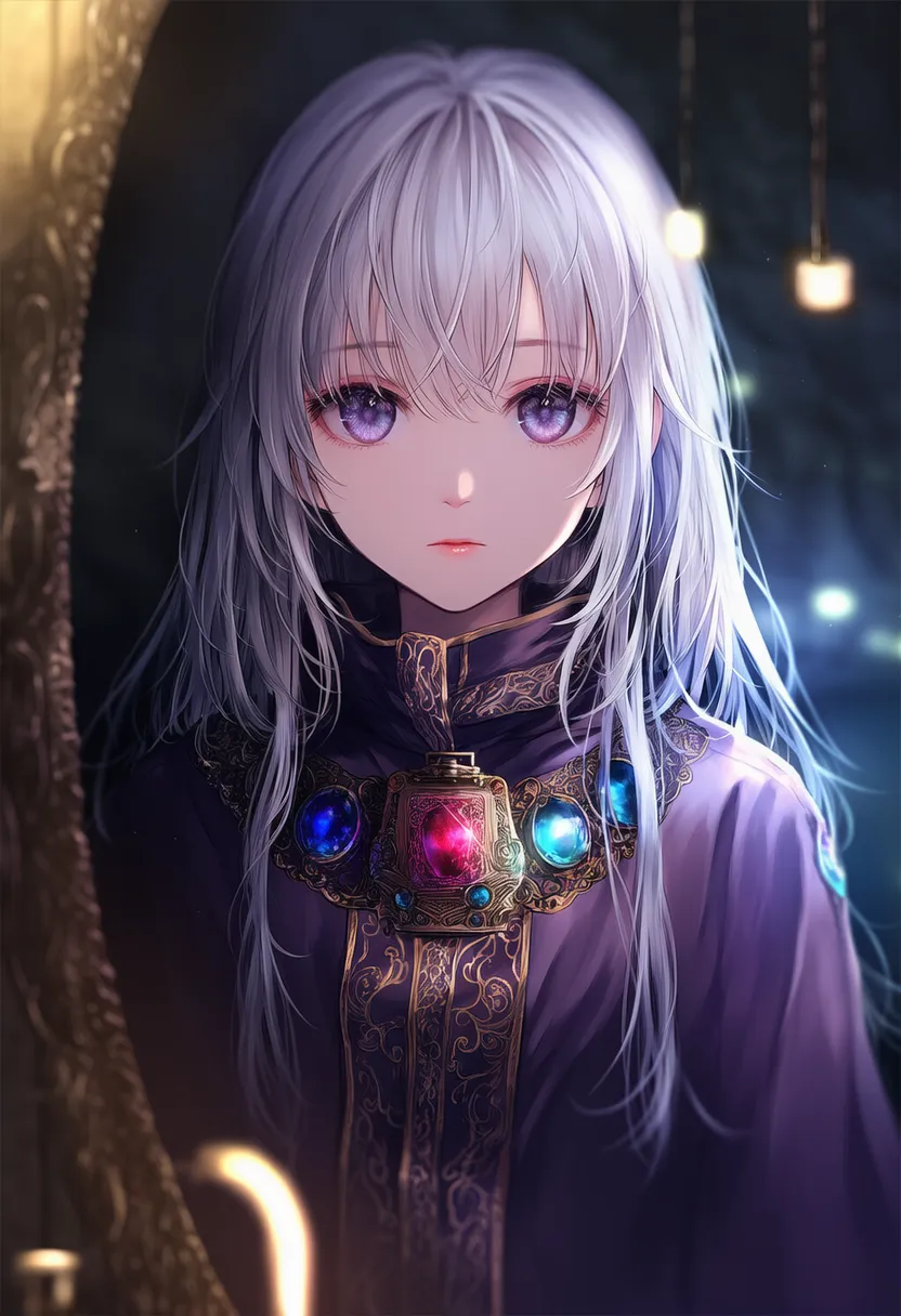 鏡のプロンプト紹介｜占い師のアイテムのAIイラスト作例