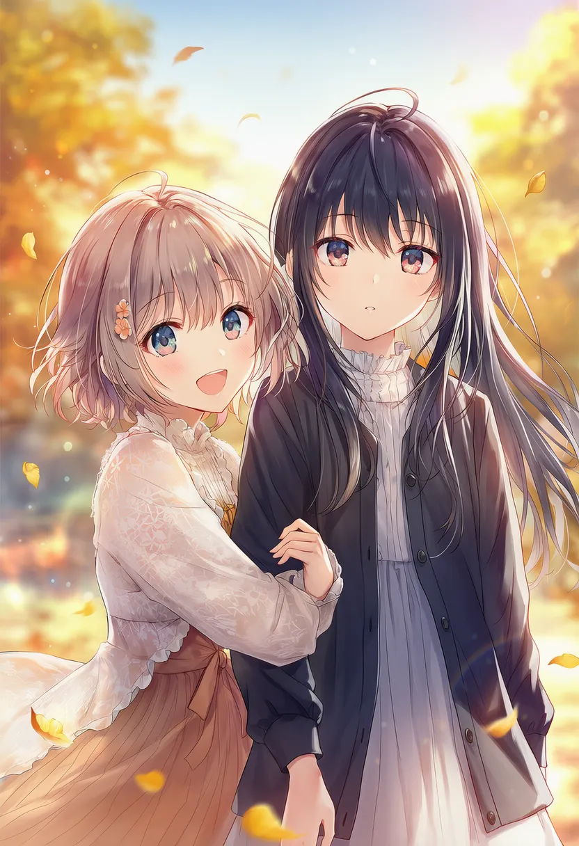 腕を組む2人のポーズのAIイラスト|プロンプト紹介