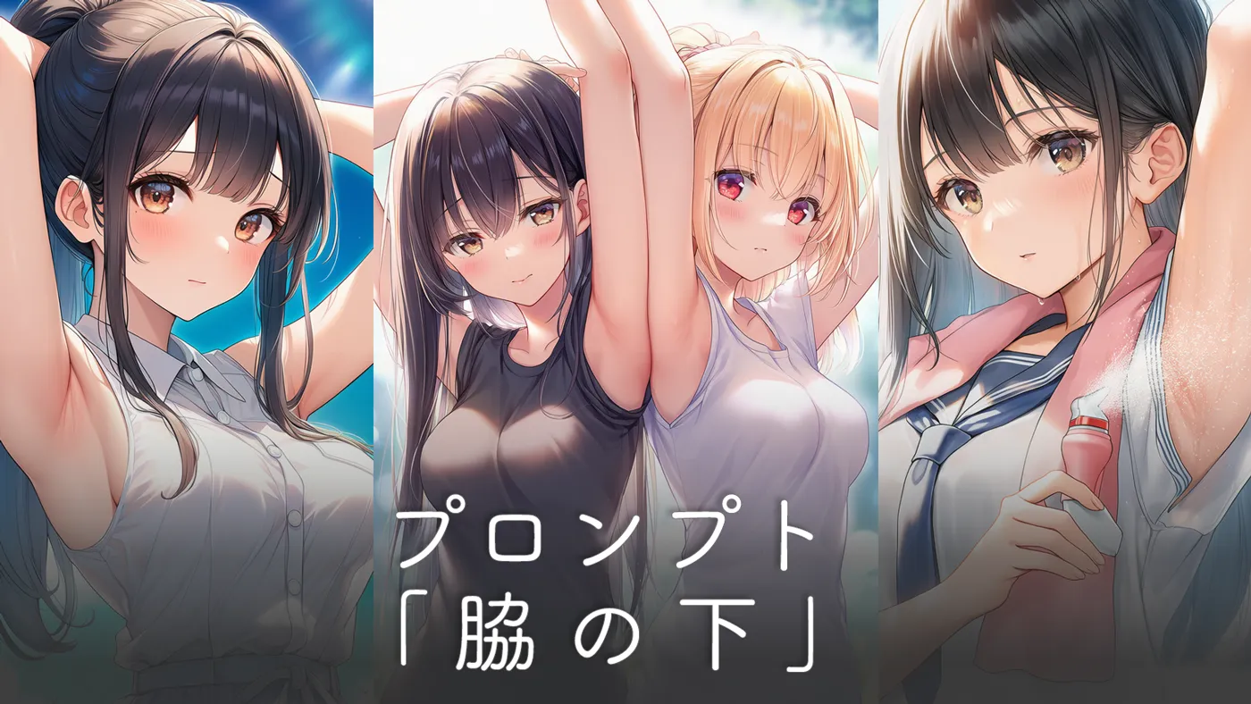 脇に関するプロンプト集（脇を広げる・締める・脇毛等）