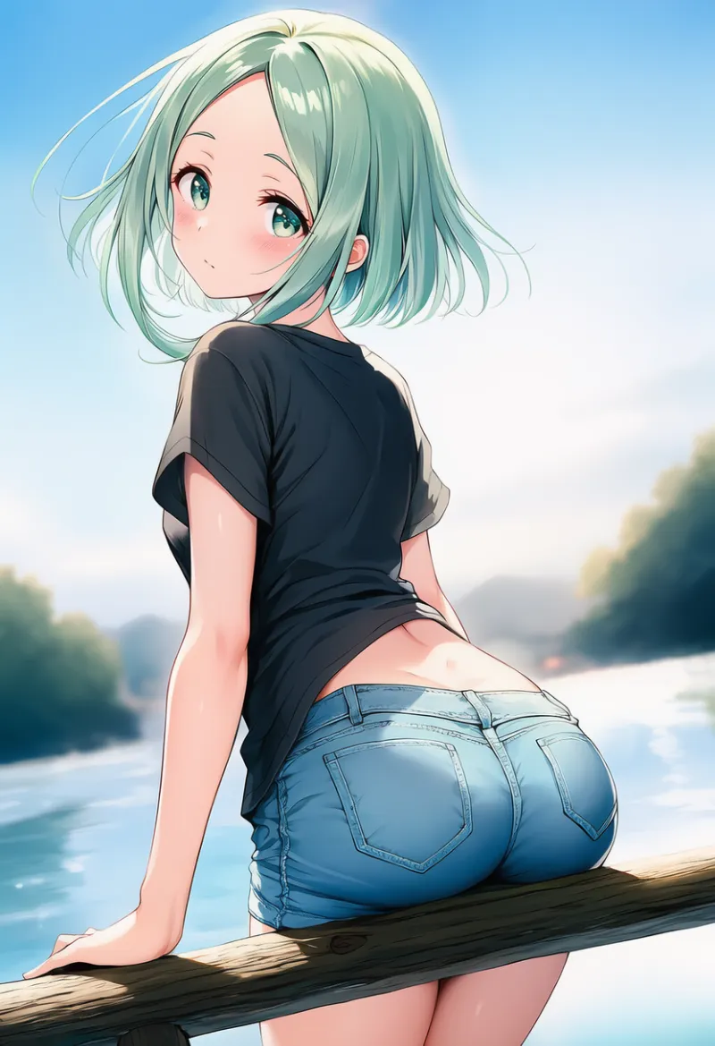 お尻を乗せる状態を再現したAIイラスト｜プロンプト紹介