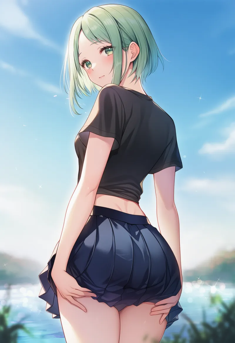 お尻を手で支える状態を再現したAIイラスト｜プロンプト紹介