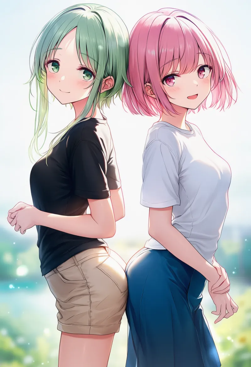 お尻を合わせる状態を再現したAIイラスト｜プロンプト紹介