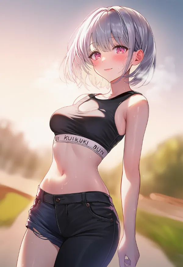 左右非対称のズボンを履いた美少女AIイラスト|プロンプト紹介