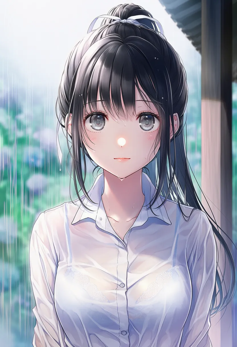 服越しに透けブラが正面から見えるAIイラスト|プロンプト紹介