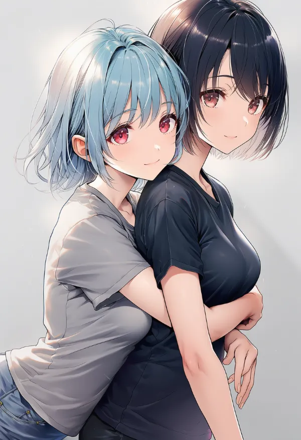 胸を当てる（breast press）ポーズのプロンプト紹介｜AIイラスト