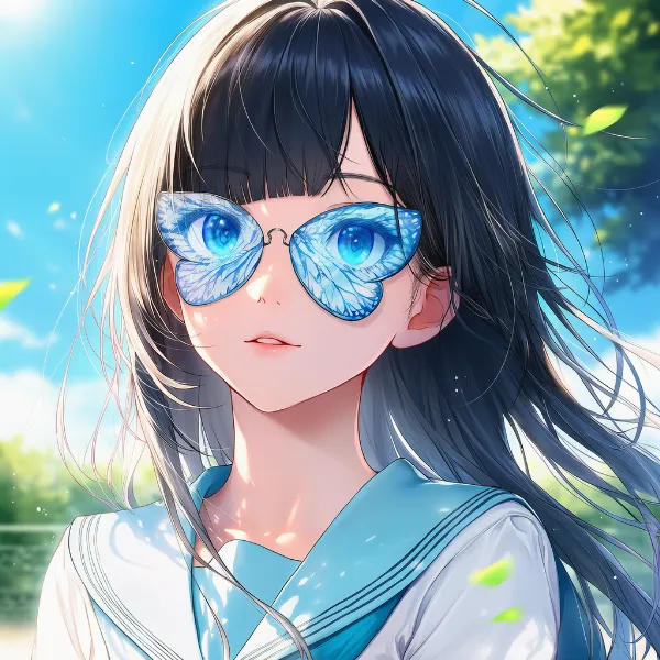 蝶々型のメガネのAIイラスト｜プロンプト紹介