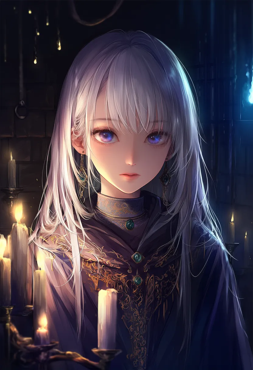 キャンドルのプロンプト紹介｜占い師のアイテムのAIイラスト作例