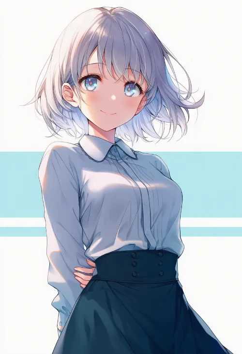 手を後ろに組む|手のポーズのプロンプト