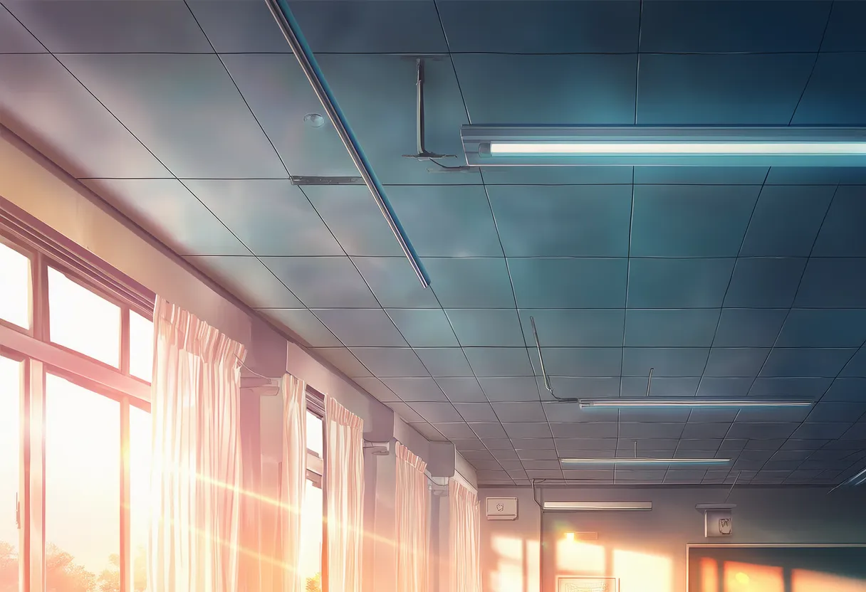 教室の天井のプロンプト|AIイラスト