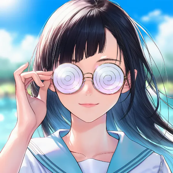 瓶底メガネのAIイラスト｜プロンプト紹介