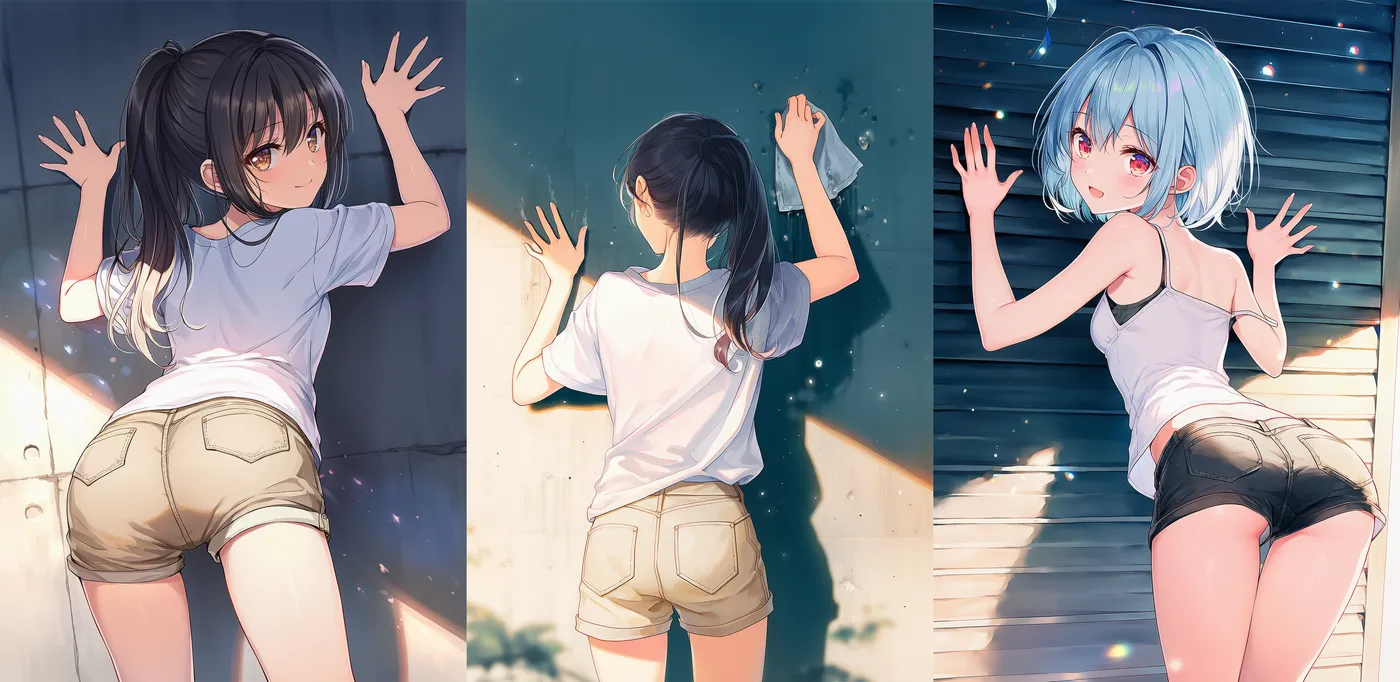 壁に手をつく誘うポーズのAIイラスト｜プロンプト紹介