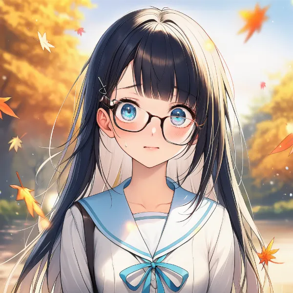 メガネがずり下がった状態のAIイラスト｜プロンプト紹介