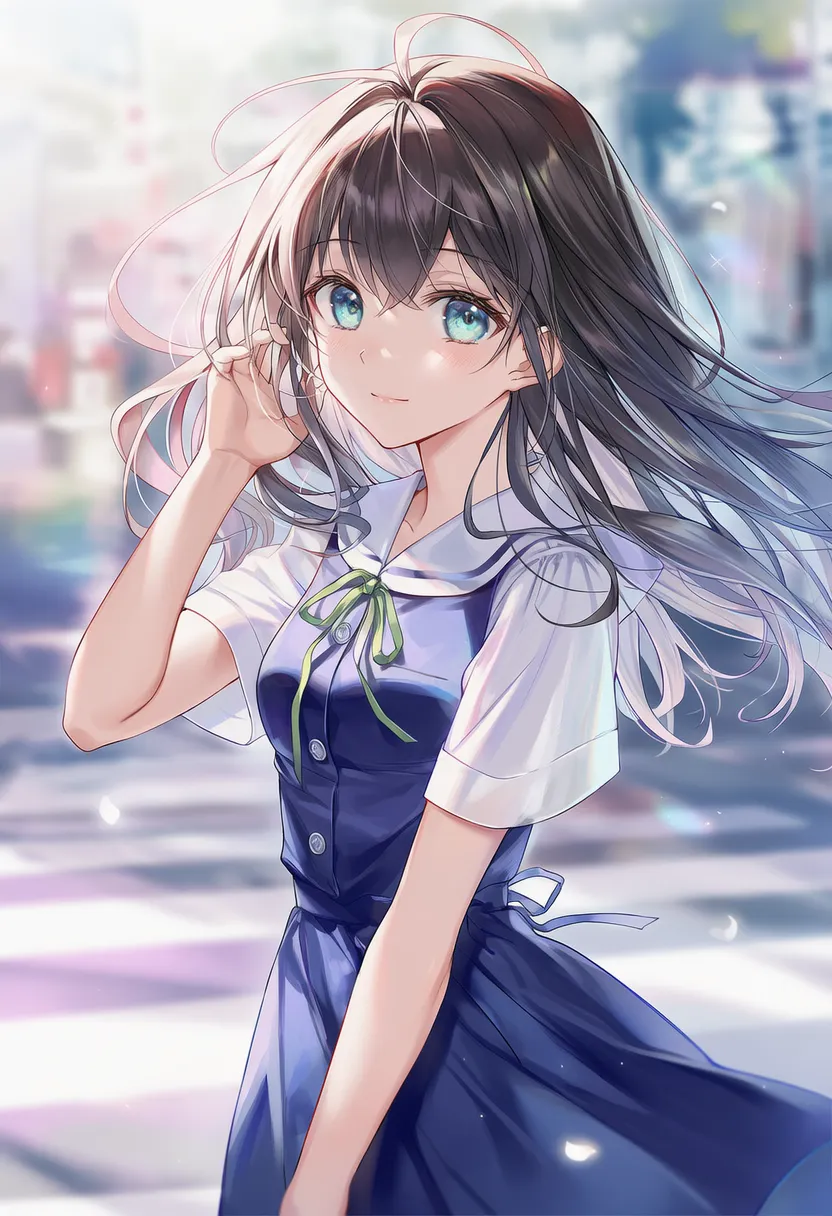 横断歩道を渡る瞬間のシチュエーション再現のためのプロンプト|AIイラスト