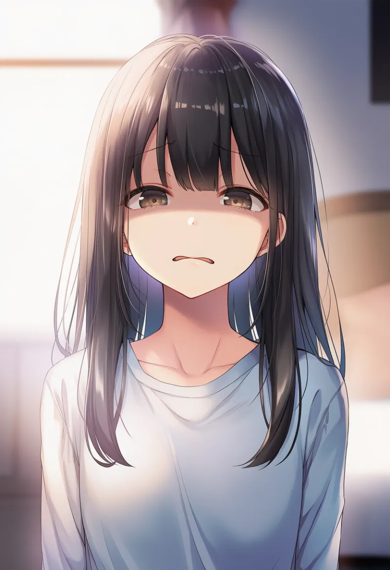 軽い嫌がる表情(軽度の嫌悪)のプロンプト|AI作例