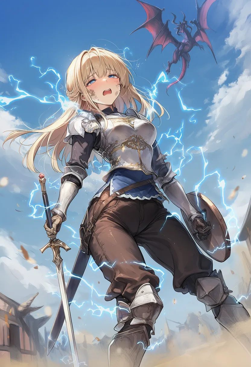 感電エフェクトで麻痺しているキャラクターを再現したAIイラスト|プロンプト紹介