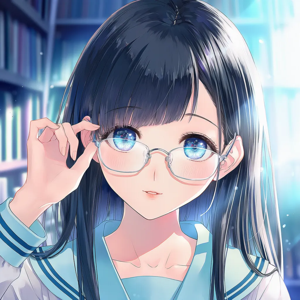 メガネをずらすポーズのAIイラスト｜プロンプト紹介