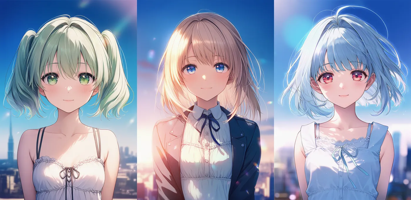 顔の向きが真正面、体の向きも真正面を向いている状態のAIイラスト｜プロンプト紹介