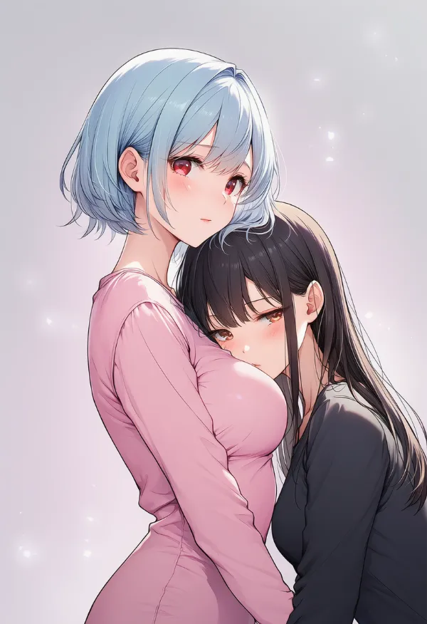 胸に顔を埋める（face to breasts）ポーズのプロンプト紹介｜AIイラスト