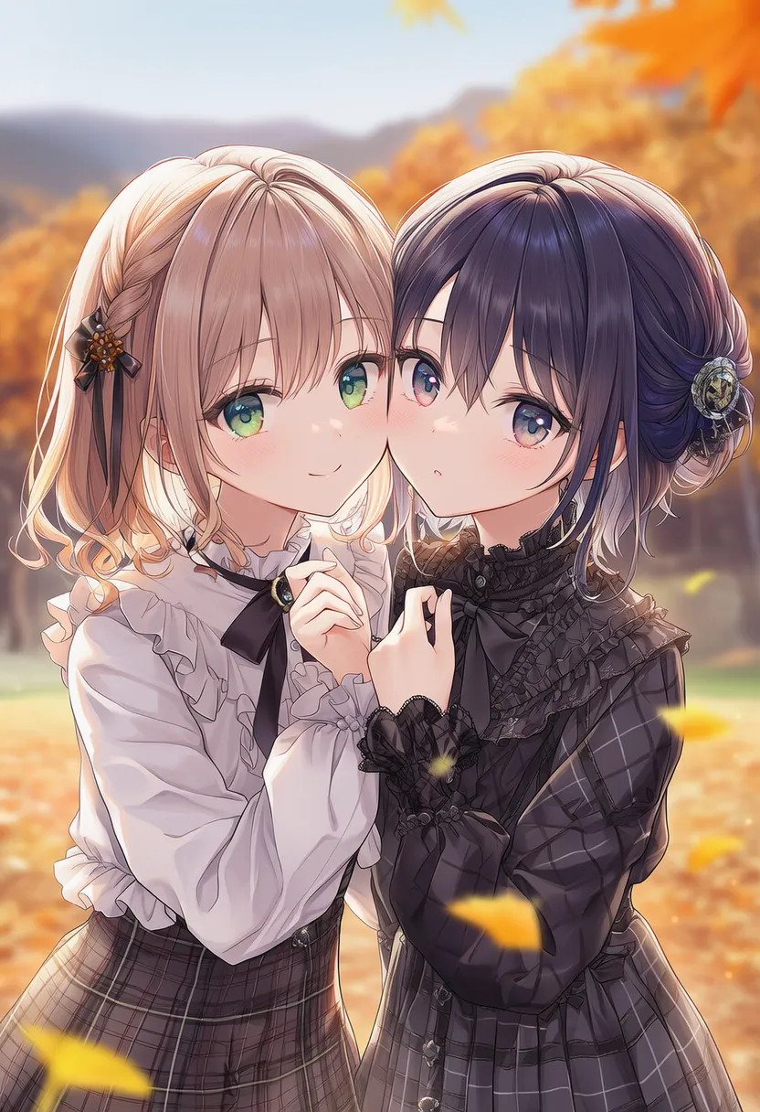 向かい合う2人のポーズのAIイラスト|プロンプト紹介