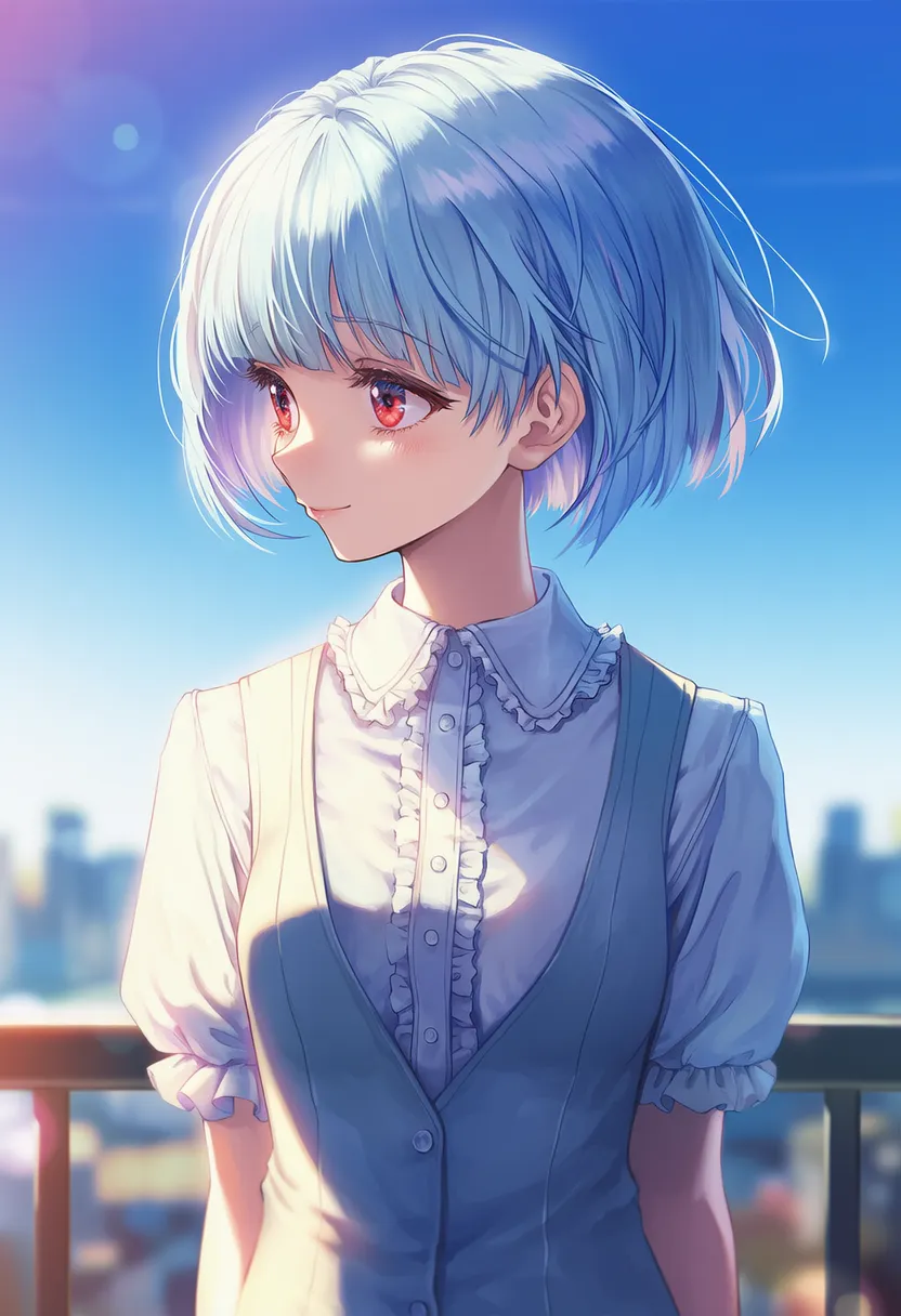 体が正面・顔だけ横向きの状態で下向きの状態を再現したAIイラスト｜プロンプト紹介