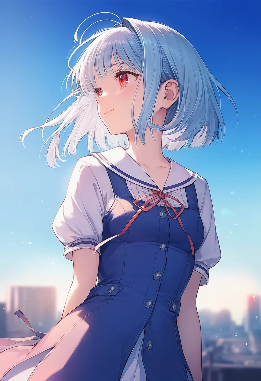 体が正面・顔だけ横向きの状態で上向きの状態を再現したAIイラスト｜プロンプト紹介