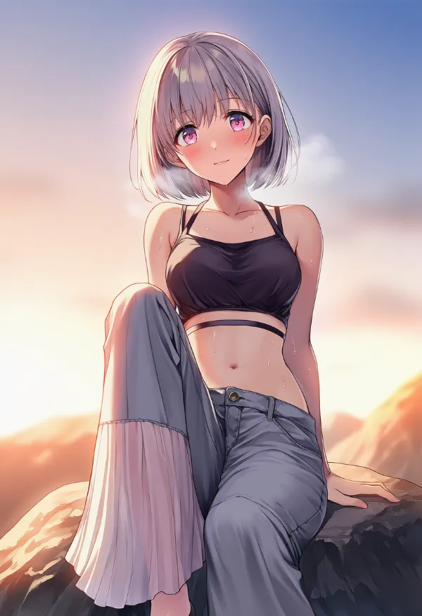 フレアパンツを履いた美少女AIイラスト|プロンプト紹介