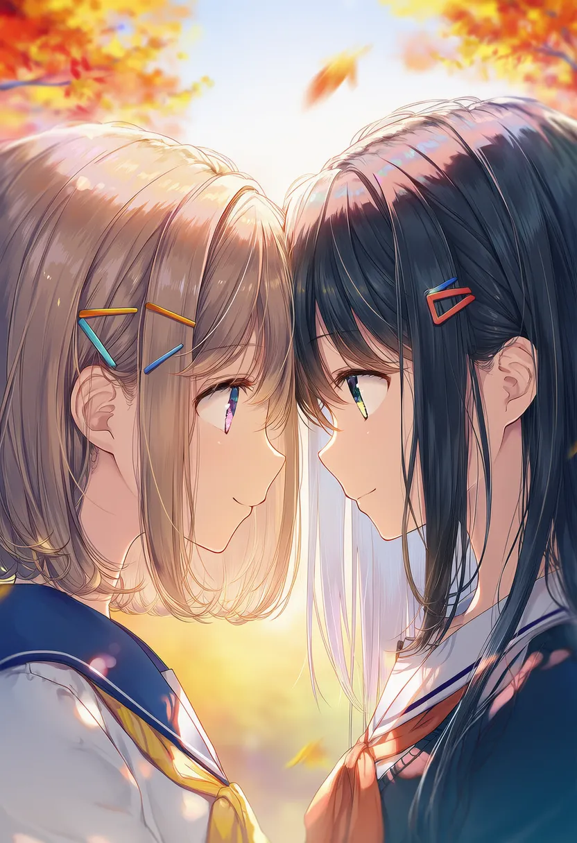 おでこをくっ付ける2人のポーズのAIイラスト|プロンプト紹介