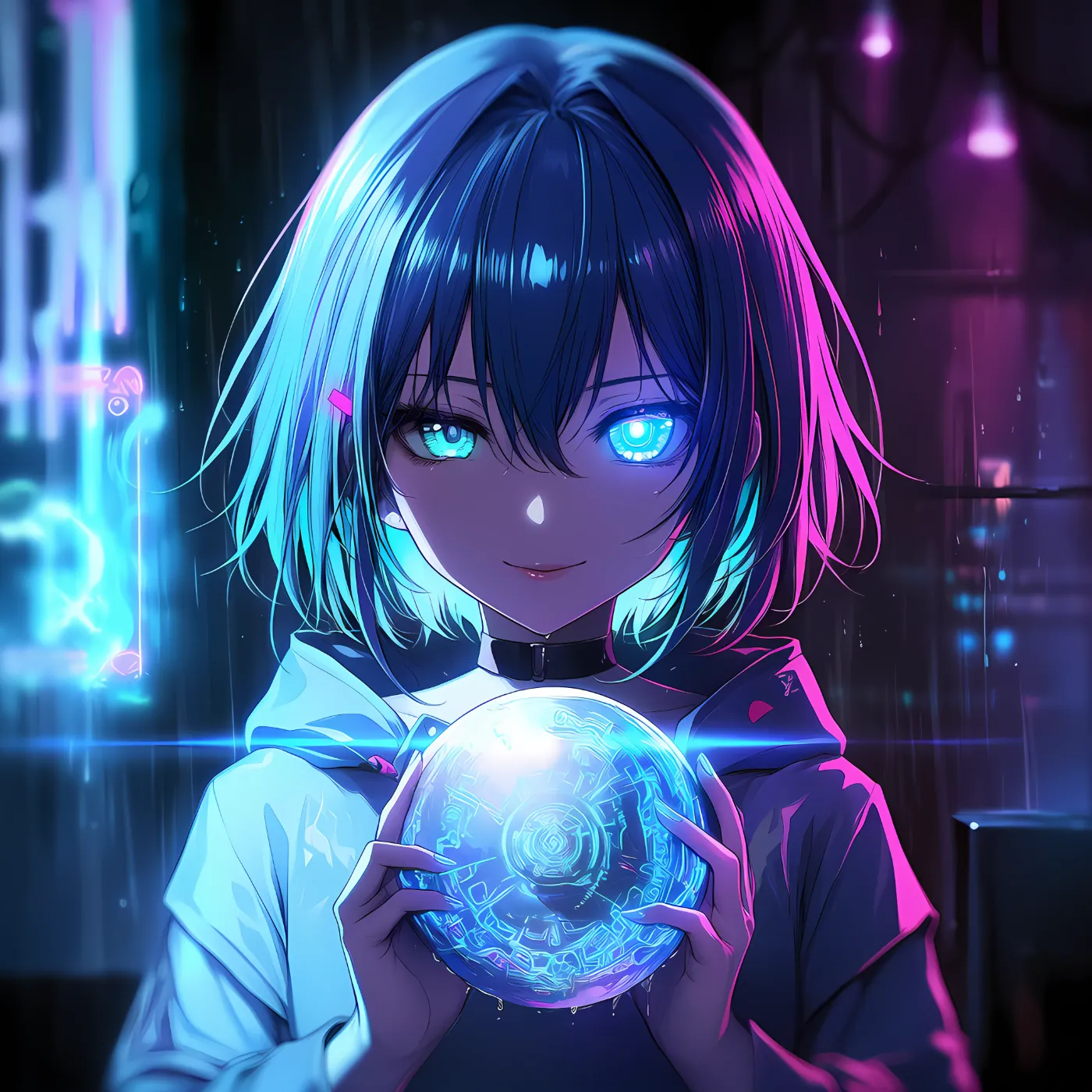 サイバーパンク占い師のプロンプト紹介｜AIイラストの作例