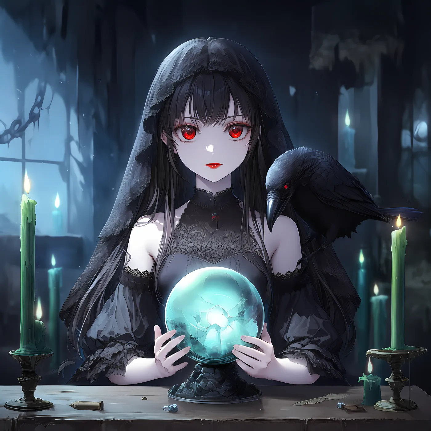 ゴシック占い師のプロンプト紹介｜AIイラストの作例